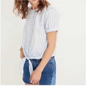 Madewell Gingham Tie-Front Top